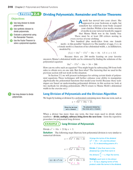 2.4 Dividing Polynomials; Remainder and Factor Theorems Objectives Moth Has Moved Into Your Closet