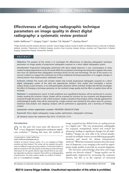 Effectiveness of Adjusting Radiographic Technique Parameters on Image Quality in Direct Digital Radiography: a Systematic Review Protocol