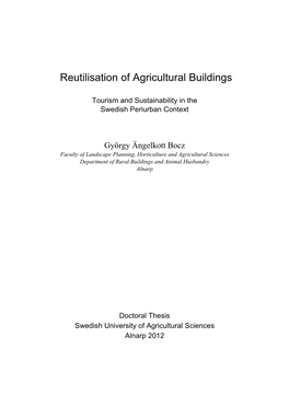 Reutilisation of Agricultural Buildings