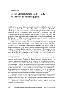 Friedrich Gottlob Keller Und Charles Fenerty – Die Erfindung Des Holzschliffpapiers1