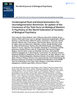 Cerebrospinal Fluid and Blood Biomarkers For