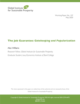 The Job Guarantee: Gatekeeping and Popularization