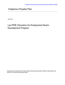50399-003: Education for Employment Sector Development Program