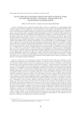 Plant Species Coalition Groups of Zion National Park: an Individualistic, Floristic Alternative to Vegetation Classification