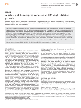 A Catalog of Hemizygous Variation in 127 22Q11 Deletion Patients