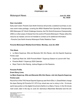 Motorsport News June 22, 2020 No