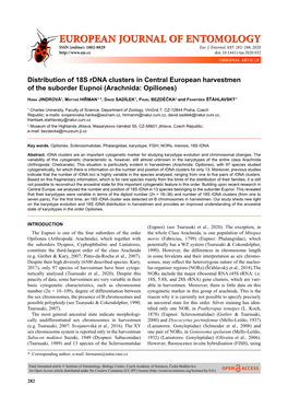 Distribution of 18S Rdna Clusters in Central European Harvestmen of the Suborder Eupnoi (Arachnida: Opiliones)