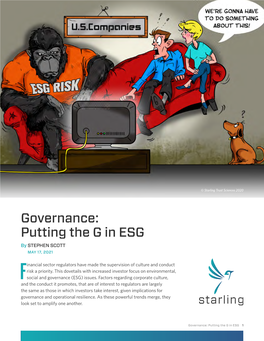 Governance: Putting the G in ESG by STEPHEN SCOTT MAY 17, 2021