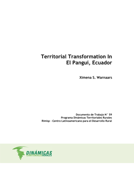 Territorial Transformation in El Pangui, Ecuador”