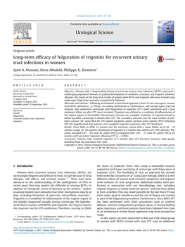 Long-Term Efficacy of Fulguration of Trigonitis for Recurrent Urinary Tract