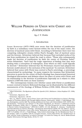 William Perkins on Union with Christ and Justification