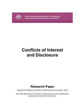 Research Paper: Conflicts of Interest and Disclosure