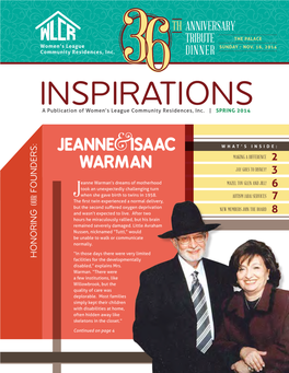 Inspirations a Publication of Women’S League Community Residences, Inc