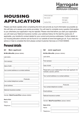 Housing Application Form