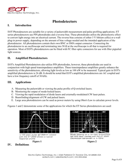 Photodetectors I