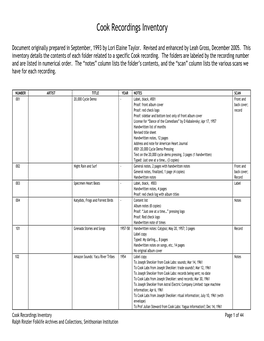 Cook Recordings Inventory