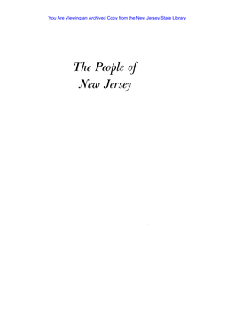 The People of New Jersey You Are Viewing an Archived Copy from the New Jersey State Library