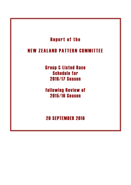 Report of the NEW ZEALAND PATTERN COMMITTEE Group