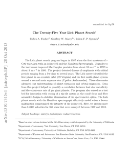 The Twenty-Five Year Lick Planet Search1