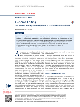 Genome Editing the Recent History and Perspective in Cardiovascular Diseases