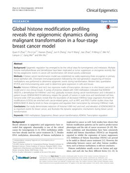 Global Histone Modification Profiling Reveals the Epigenomic Dynamics