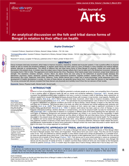 An Analytical Discussion on the Folk and Tribal Dance Forms of Bengal in Relation to Their Effect on Health