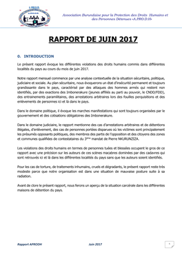 Rapport De Juin 2017