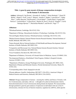 A Gene-By-Gene Mosaic of Dosage Compensation Strategies on the Human X Chromosome Authors: Adrianna K