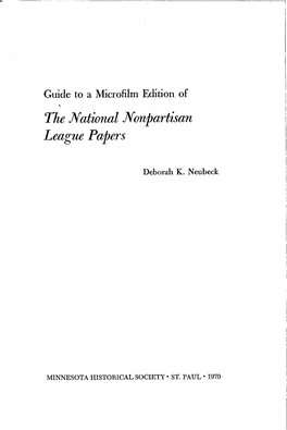 Guide to a Microfilm Edition of the National Nonpartisan League Papers