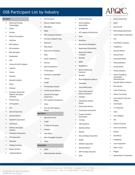 OSB Participant List by Industry