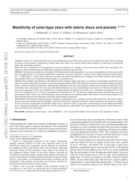 Metallicity of Solar-Type Stars with Debris Discs and Planets