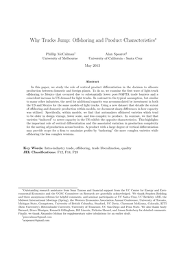 Why Trucks Jump: Offshoring and Product Characteristics