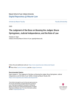 The Judgment of the Boss on Bossing the Judges: Bruce Springsteen, Judicial Independence, and the Rule of Law