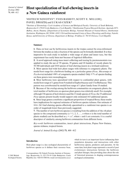 Host Specialization of Leaf-Chewing Insects in a New Guinea Rainforest