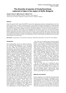 The Diversity of Species of Ceutorhynchinae Captured in Traps in the Region of Sofia, Bulgaria