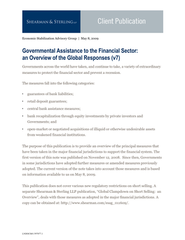 Governmental Assistance to the Financial Sector: an Overview of the Global Responses (V7)