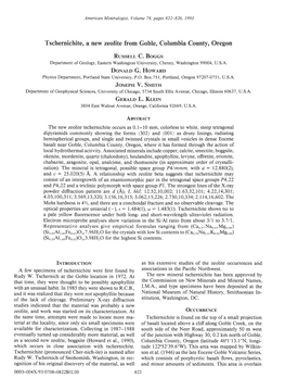 Tschernichite, a New Zeolite from Goble, Columbia Countyo Oregon Russrr,R- C. Boccs