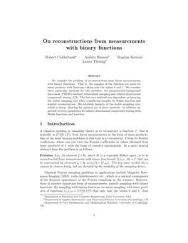 On Reconstructions from Measurements with Binary Functions