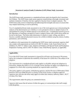 Structured Analysis Family Evaluation (SAFE) Home Study Assessment