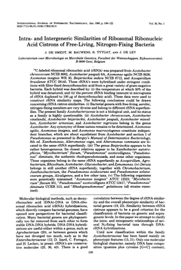 Intra- and Intergeneric Similarities of Ribosomal Ribonucleic Acid Cistrons of Free-Living, Nitrogen-Fixing Bacteria