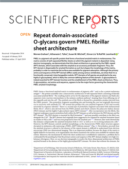 Repeat Domain-Associated O-Glycans Govern PMEL Fibrillar Sheet Architecture