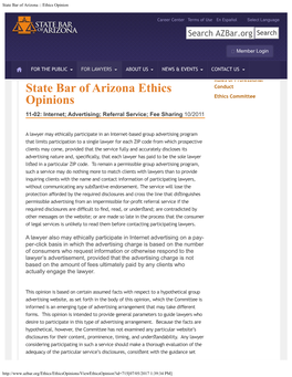 State Bar of Arizona :: Ethics Opinion