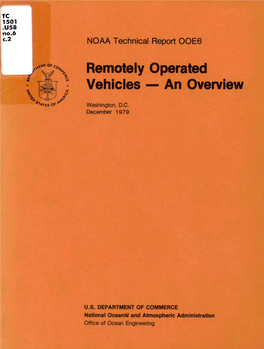 Remotely Operated Vehicles—An Overview