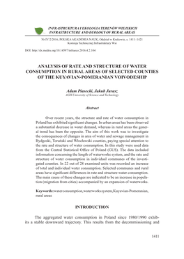 Analysis of Rate and Structure of Water Consumption in Rural Areas of Selected Counties of the Kuyavian-Pomeranian Voivodeship