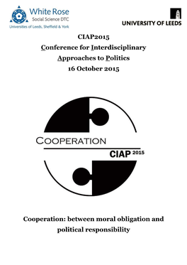 CIAP2015 Conference for Interdisciplinary Approaches to Politics 16 October 2015