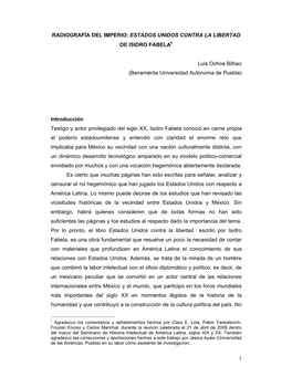 Estados Unidos Contra La Libertad De Isidro Fabela∗