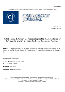 Relationship Between Electrocardiographic Characteristics of Left Bundle Branch Block and Echocardiographic Findings