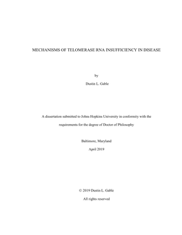 Mechanisms of Telomerase Rna Insufficiency in Disease