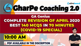 Complete Revision of April 2020 Best 140 Mcqs in 70 Minutes