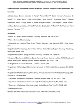 Gata3-Controlled Nucleosome Eviction Drives Myc Enhancer Activity in T-Cell Development and Leukemia